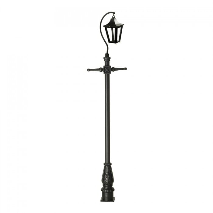 Traditional Cast Iron Lamppost & Black Swan Neck Lantern - Medium - LF1001/LF1063