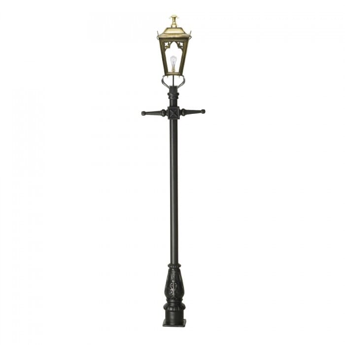Traditional Cast Iron Lamppost & Antique Brass Gothic Lantern - Medium - LF1001/LF1081/PBL