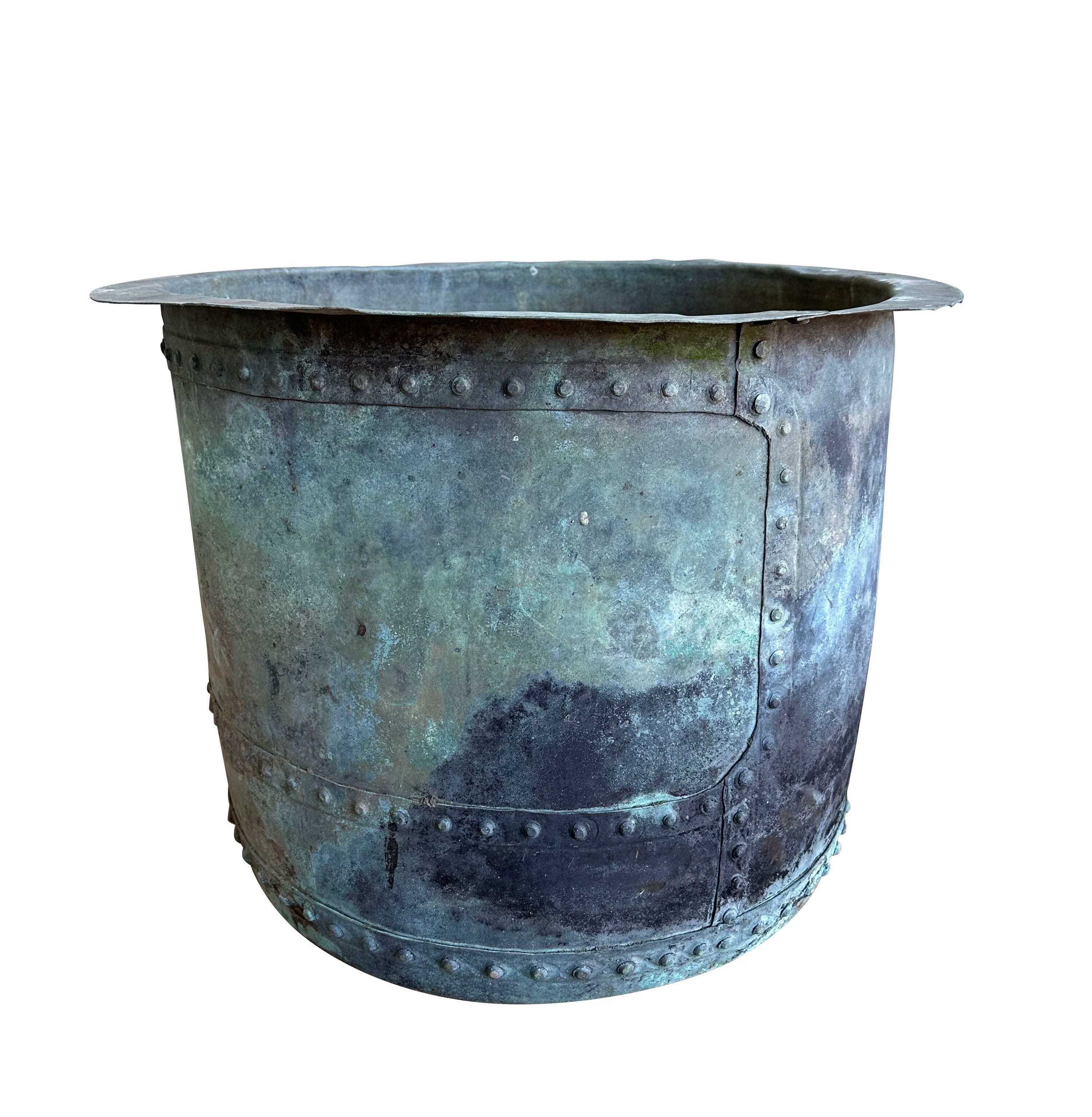 Victorian Verdigris Outdoor Copper Garden Pot / Planter - 10326
