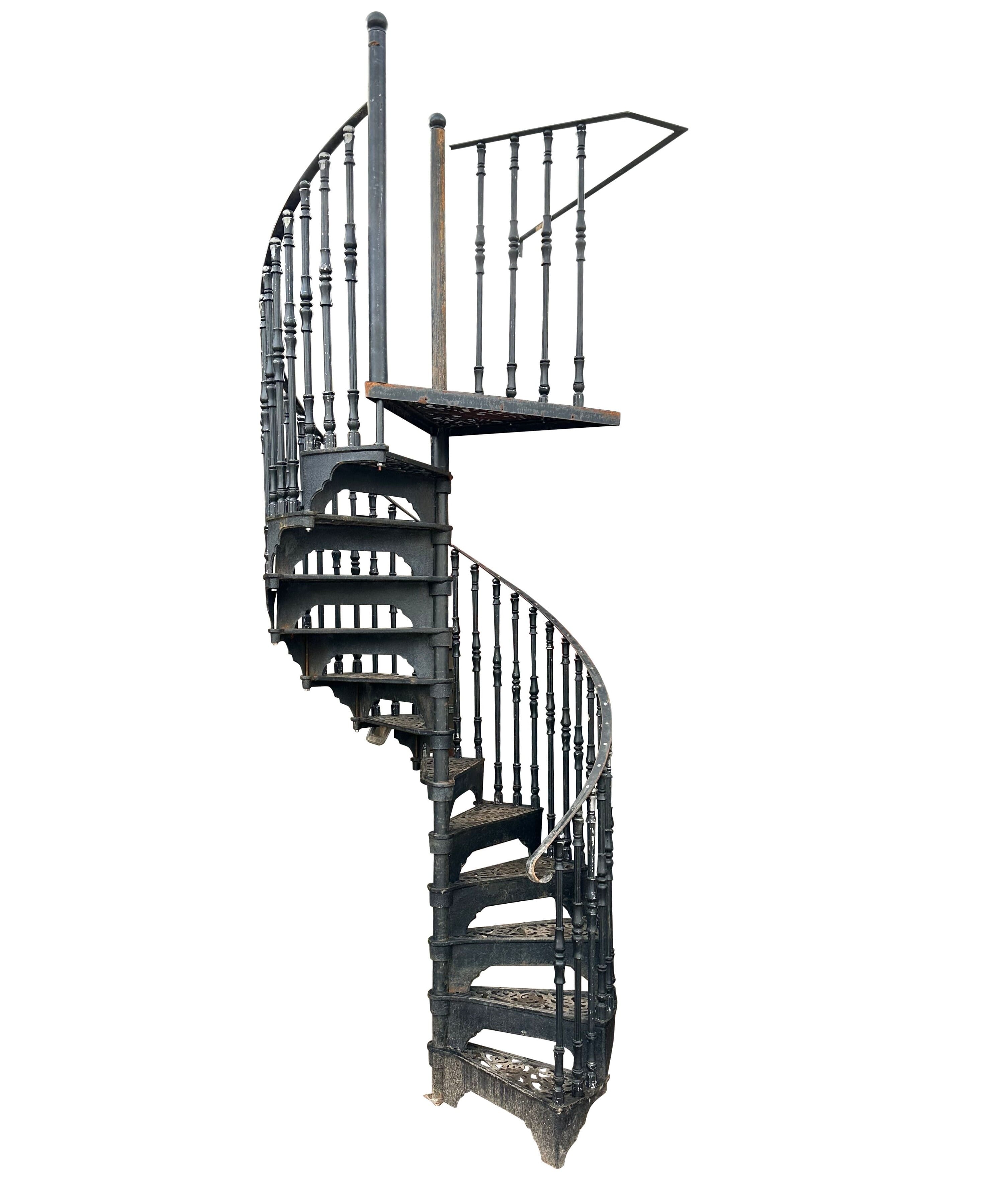 Reclaimed Cast Iron Elite Spiral Staircase With Balcony - 10014