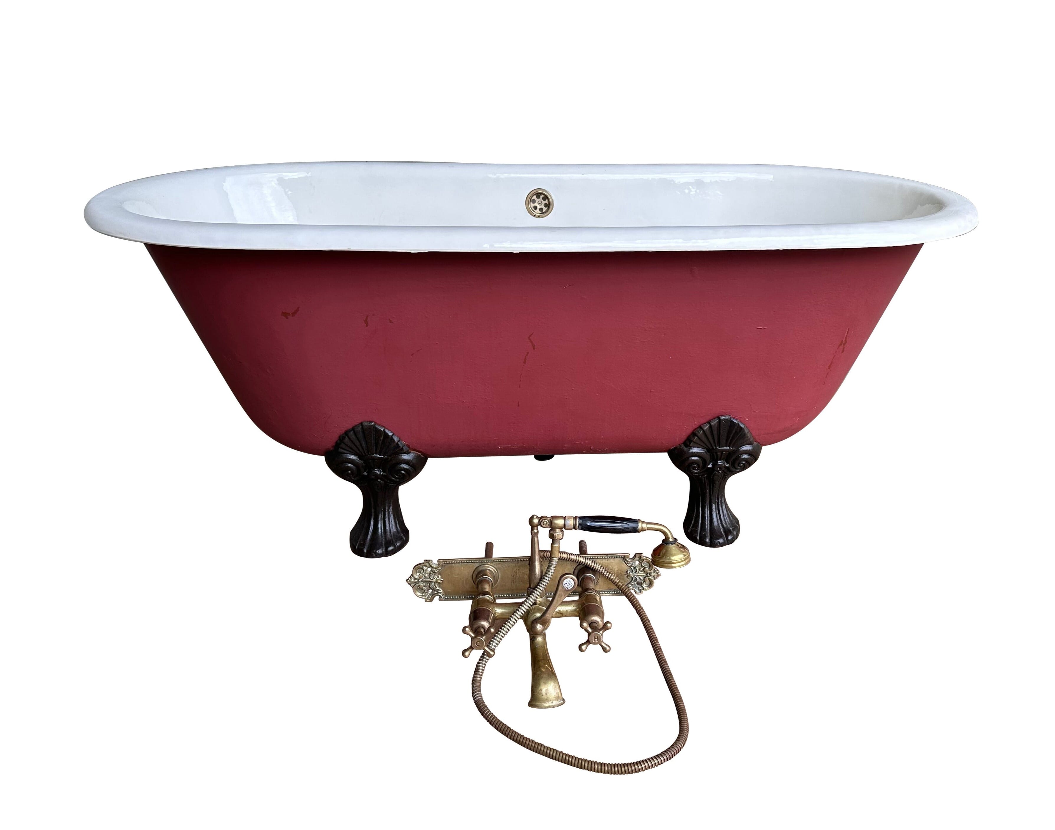 Original Antique Reclaimed Cast Iron Roll Top Bath - 10330