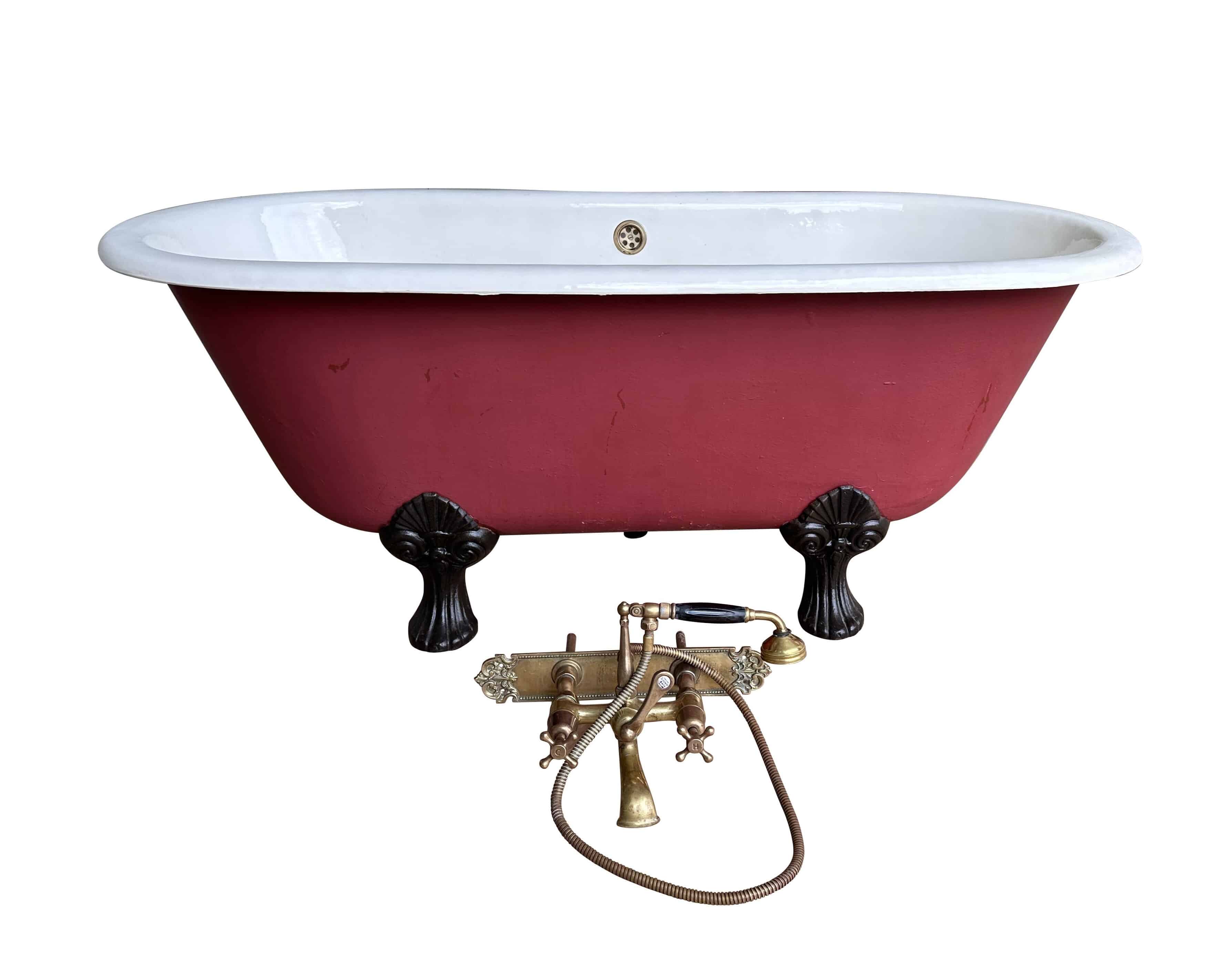 Original Antique Reclaimed Cast Iron Roll Top Bath