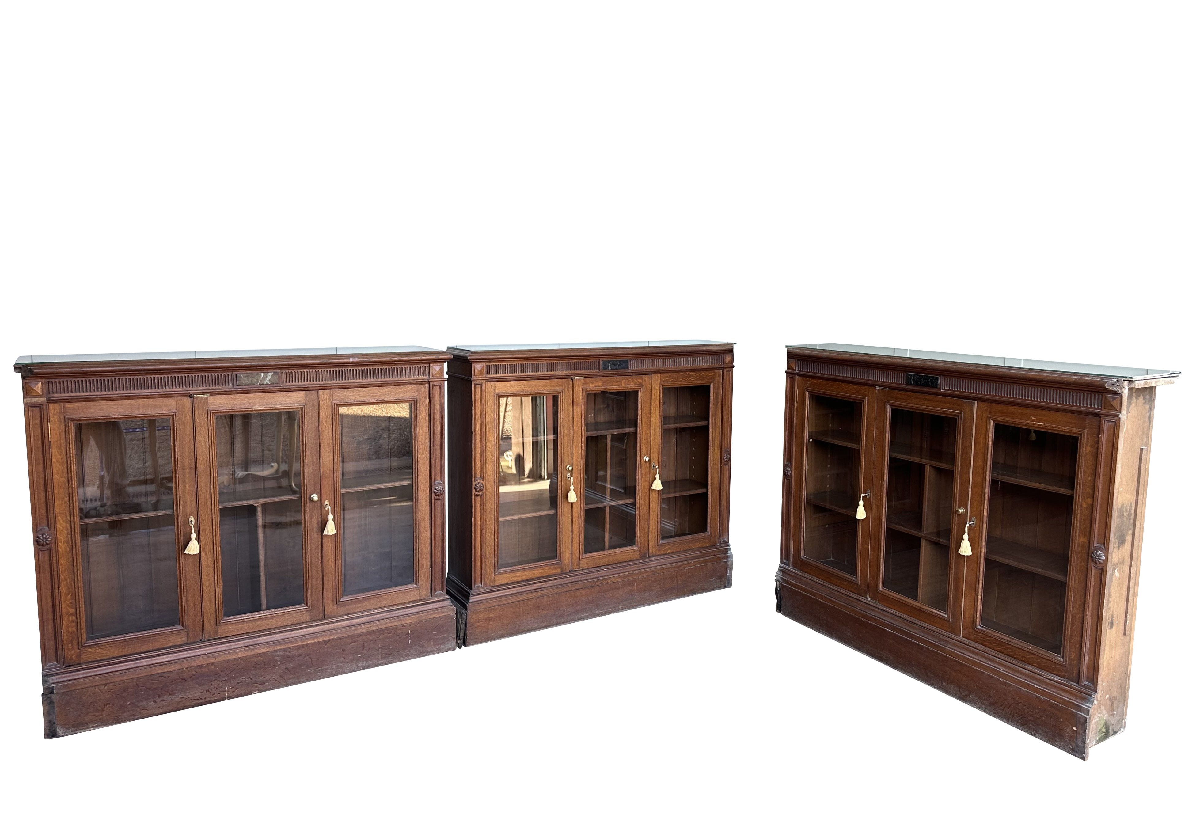 Antique Victorian Oak Floor Mounted Bookcases / Library - 10361