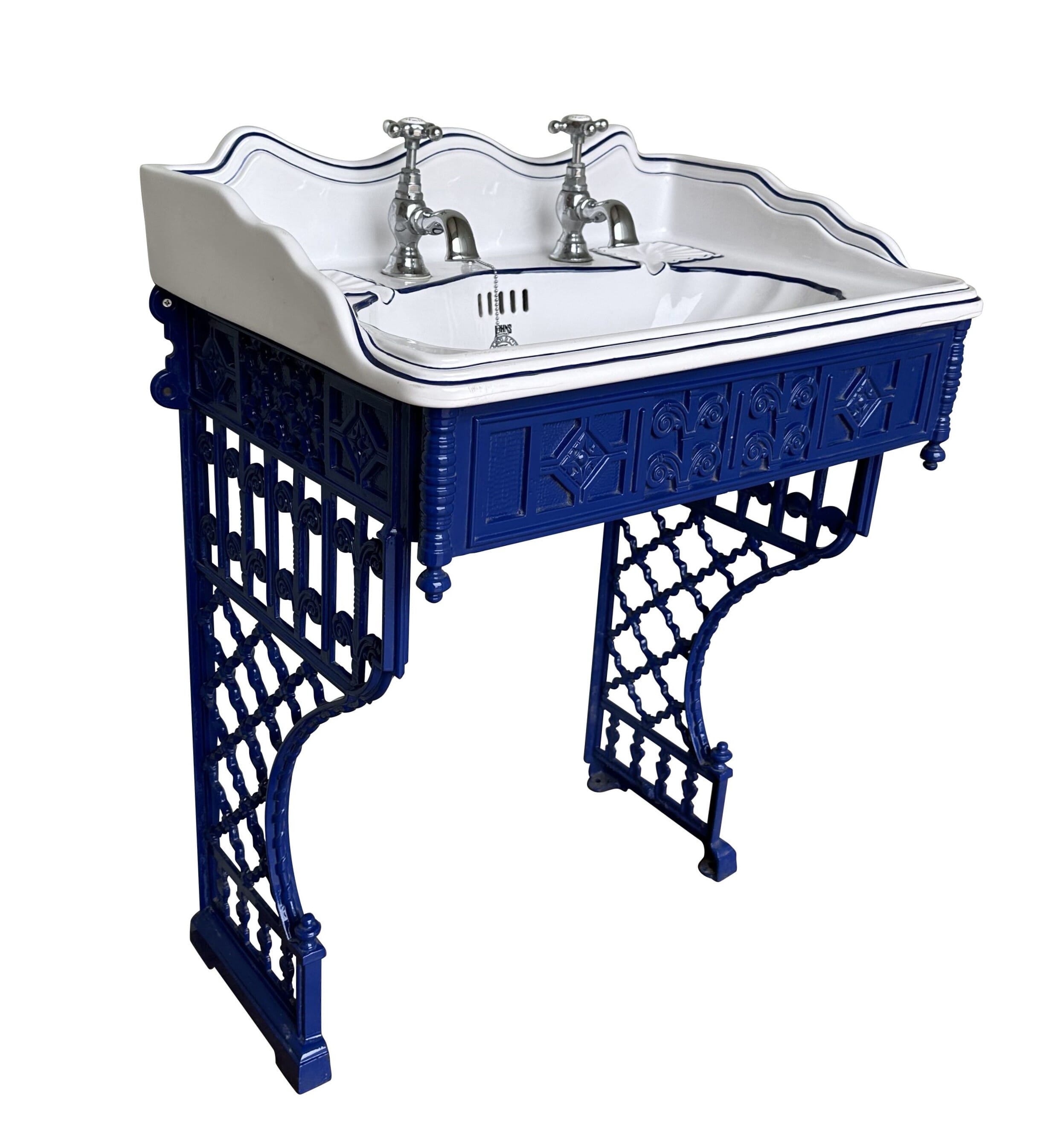 Antique Edward Johns Dolphin Blue Sink On Stand - 10331