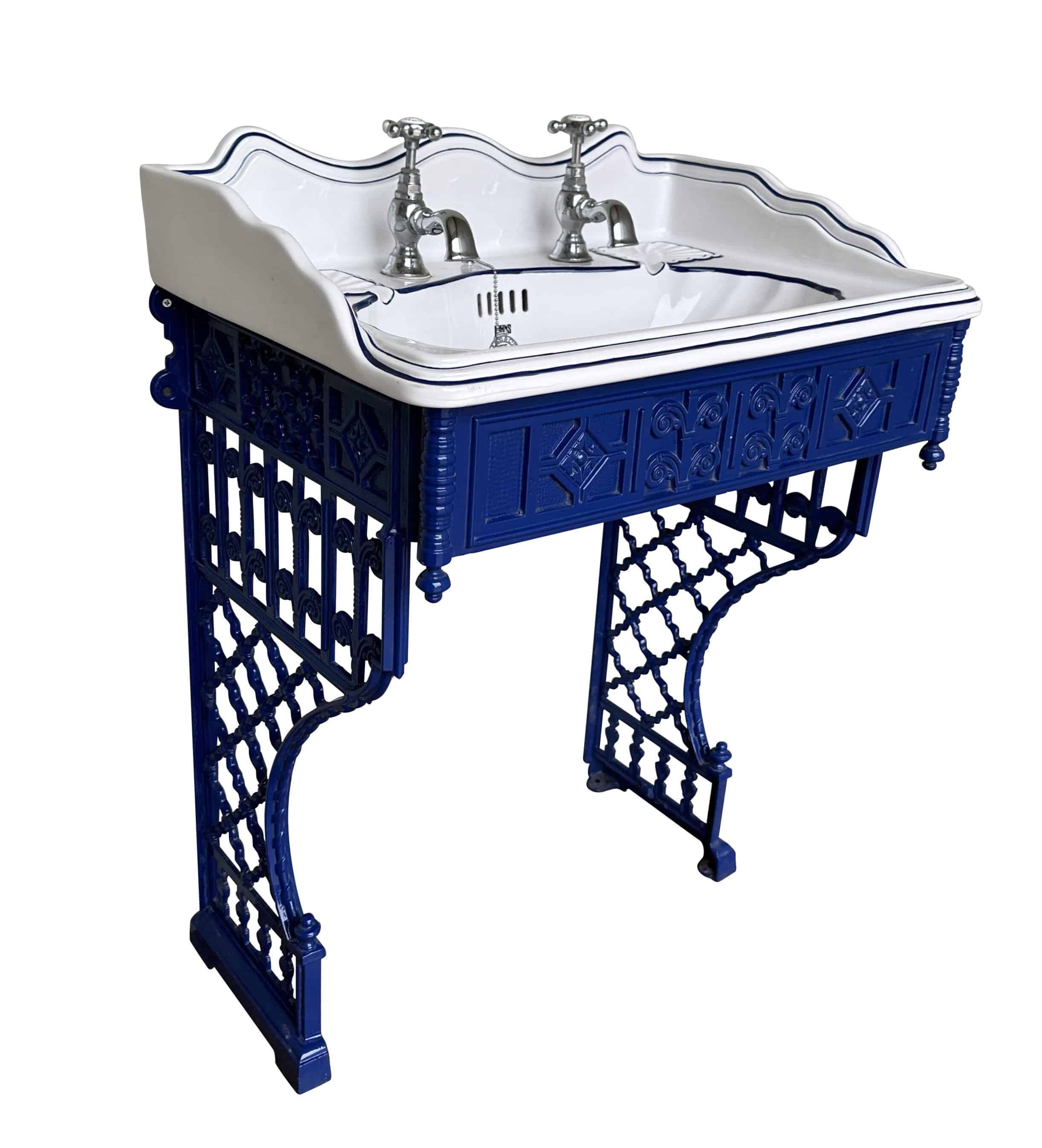 Antique Edward Johns Dolphin Blue Sink On Stand