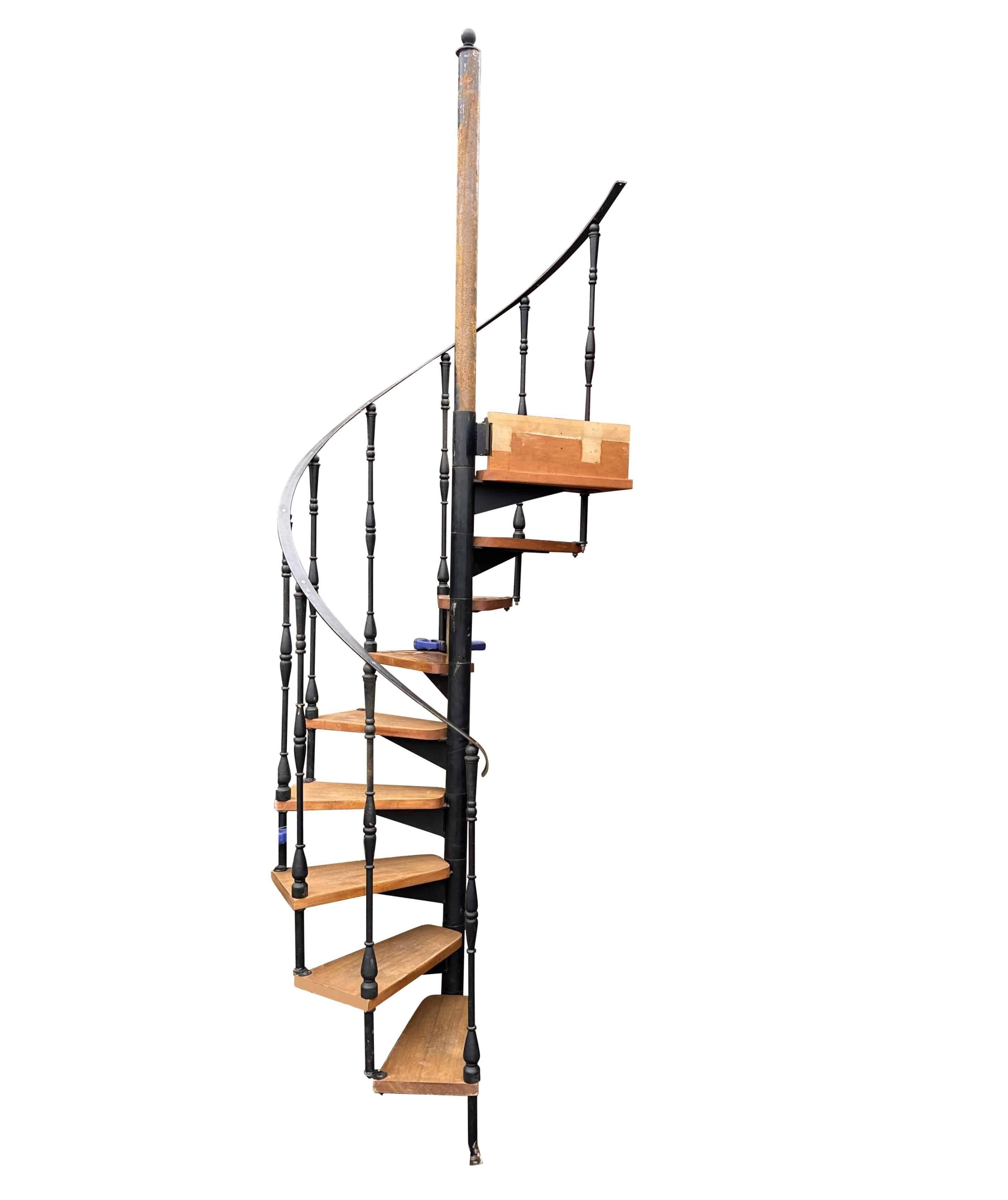 Reclaimed Cast Iron Spiral Staircase With Wooden Steps