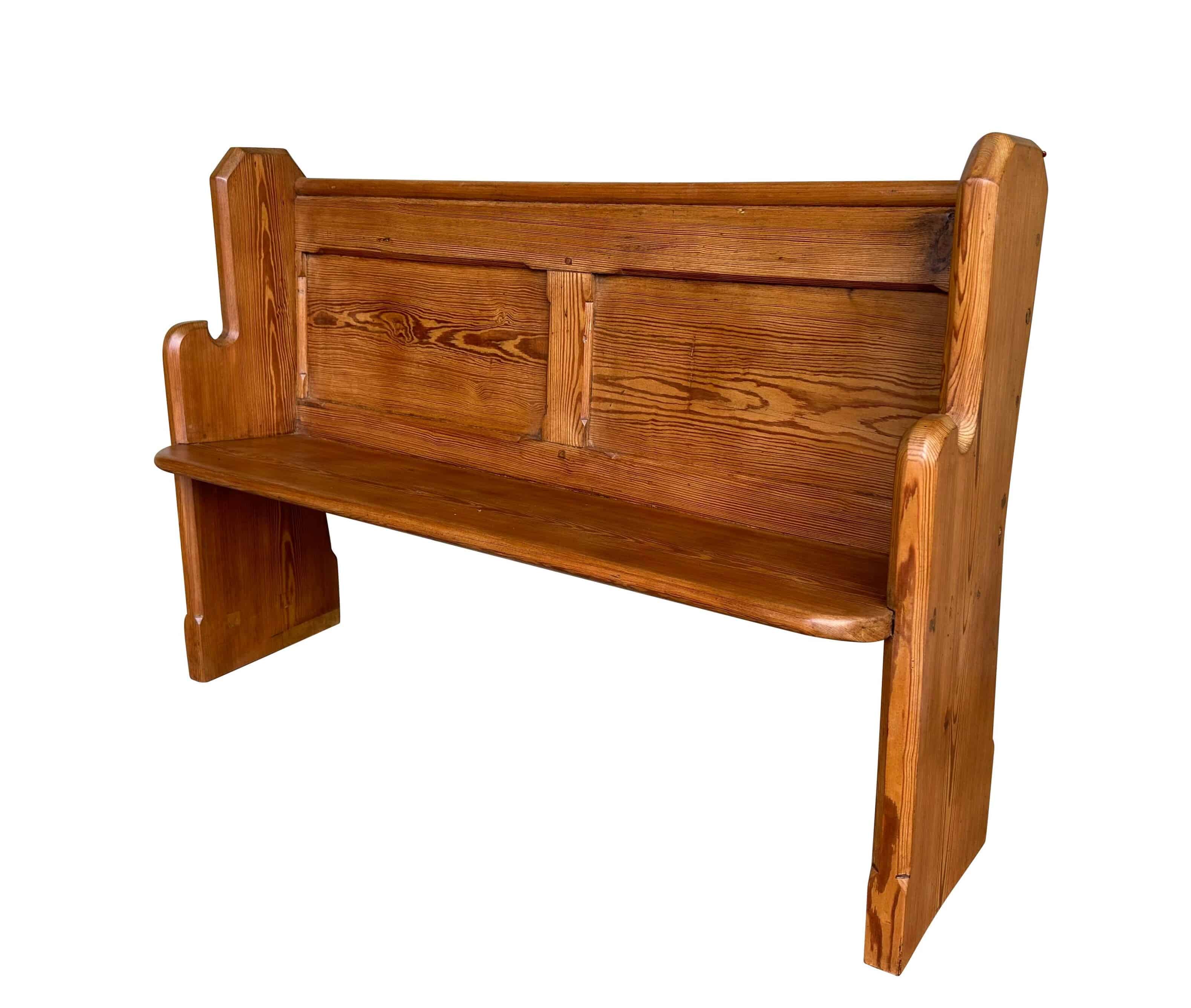 Antique Solid Pitch Pine Decorative Church or Chapel Pew