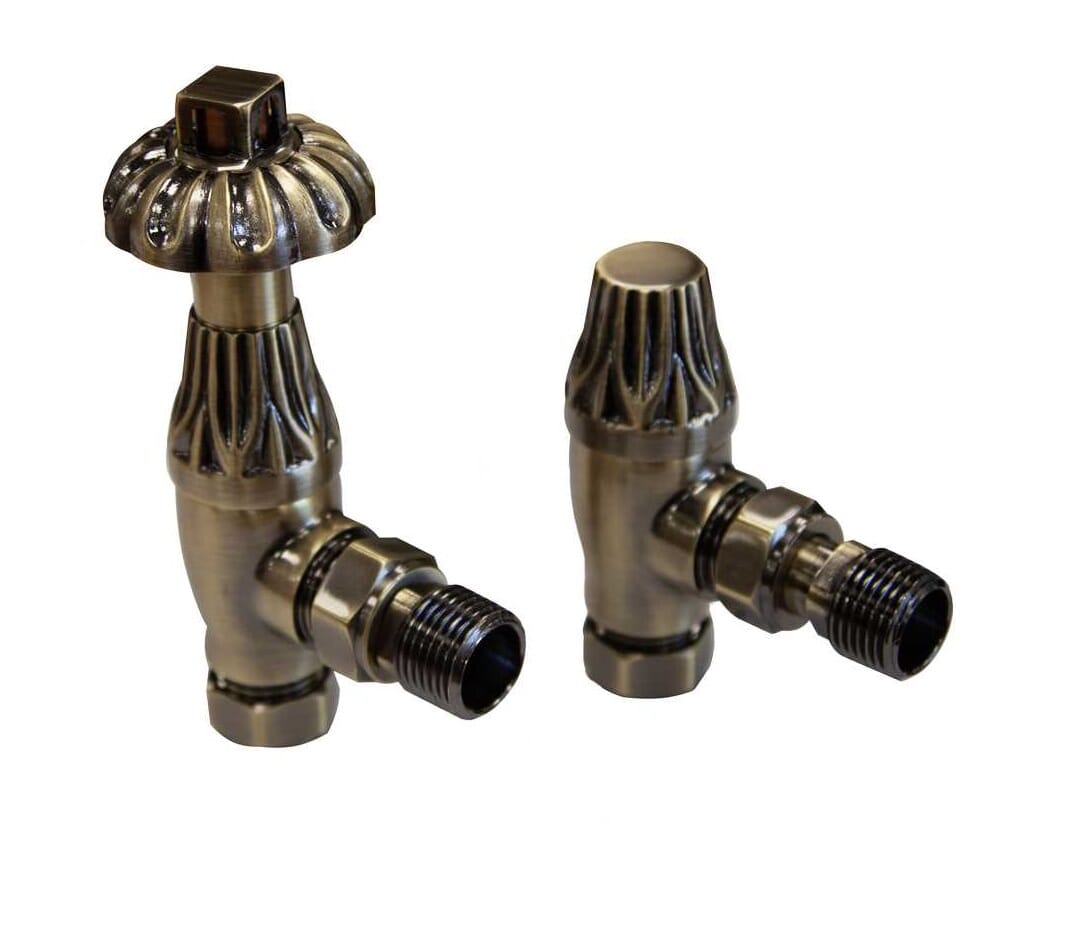 Carron Crocus Antique Brass Cast Iron Radiator Valves - HAN004