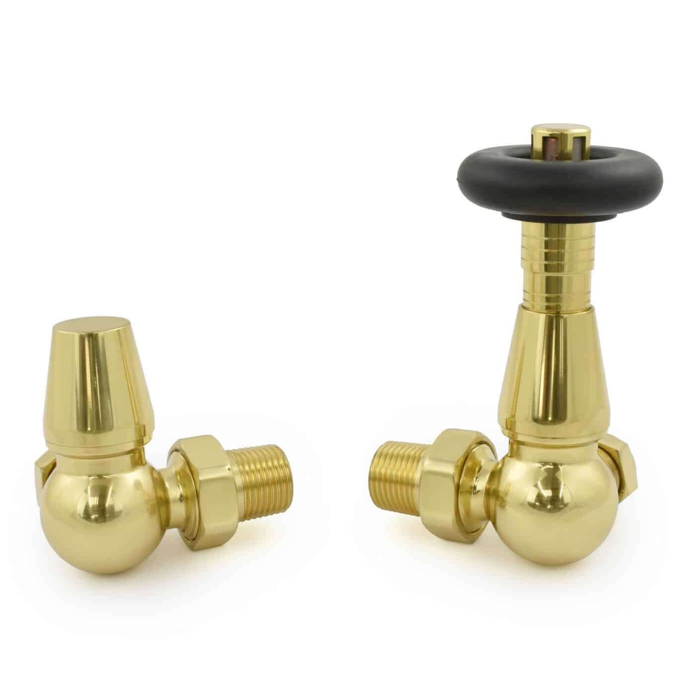 Polished Brass Corner Thermostatic Jaguar Radiator Valves