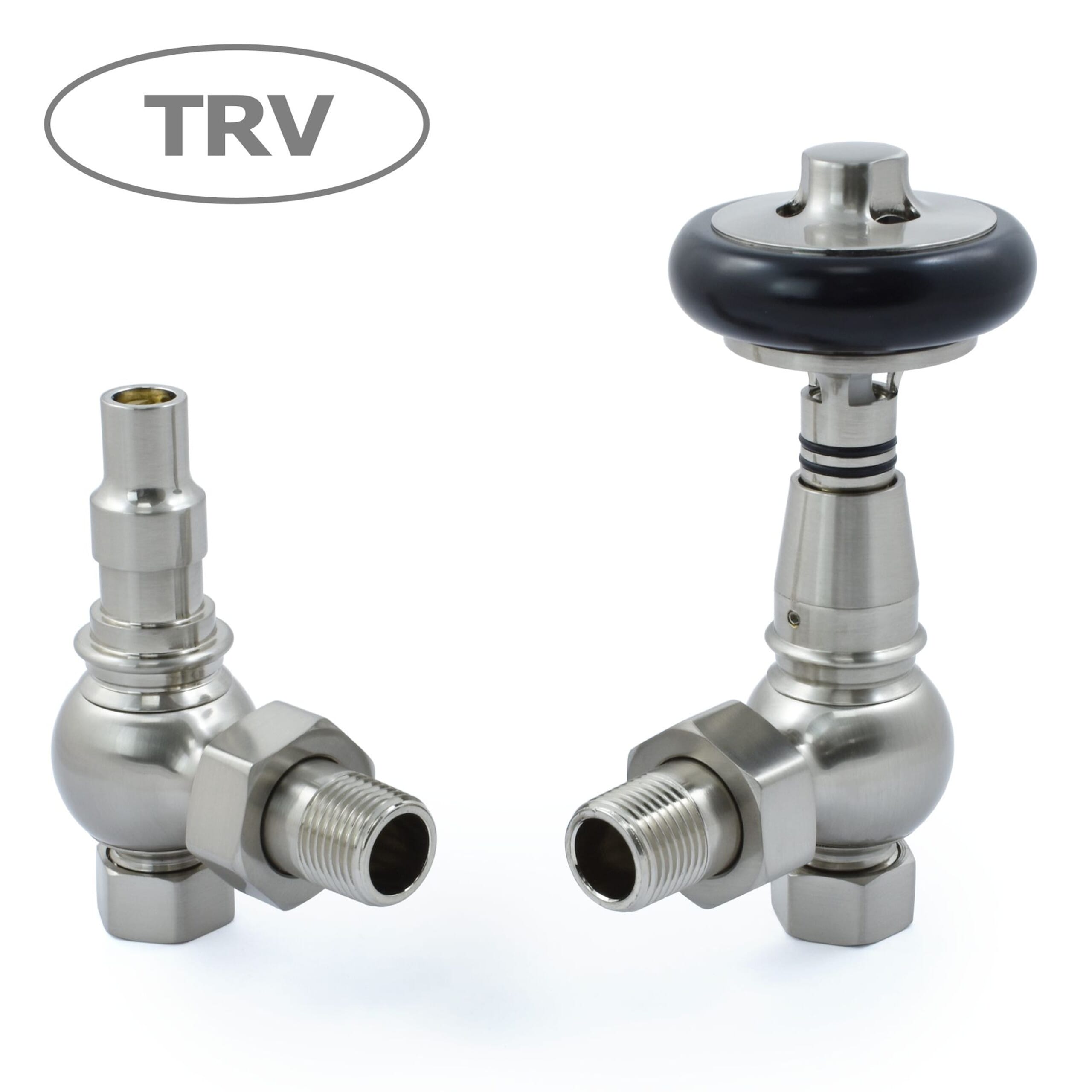 Amberley Cast Iron Radiator Valves in Satin Nickel Finish - Ambsn