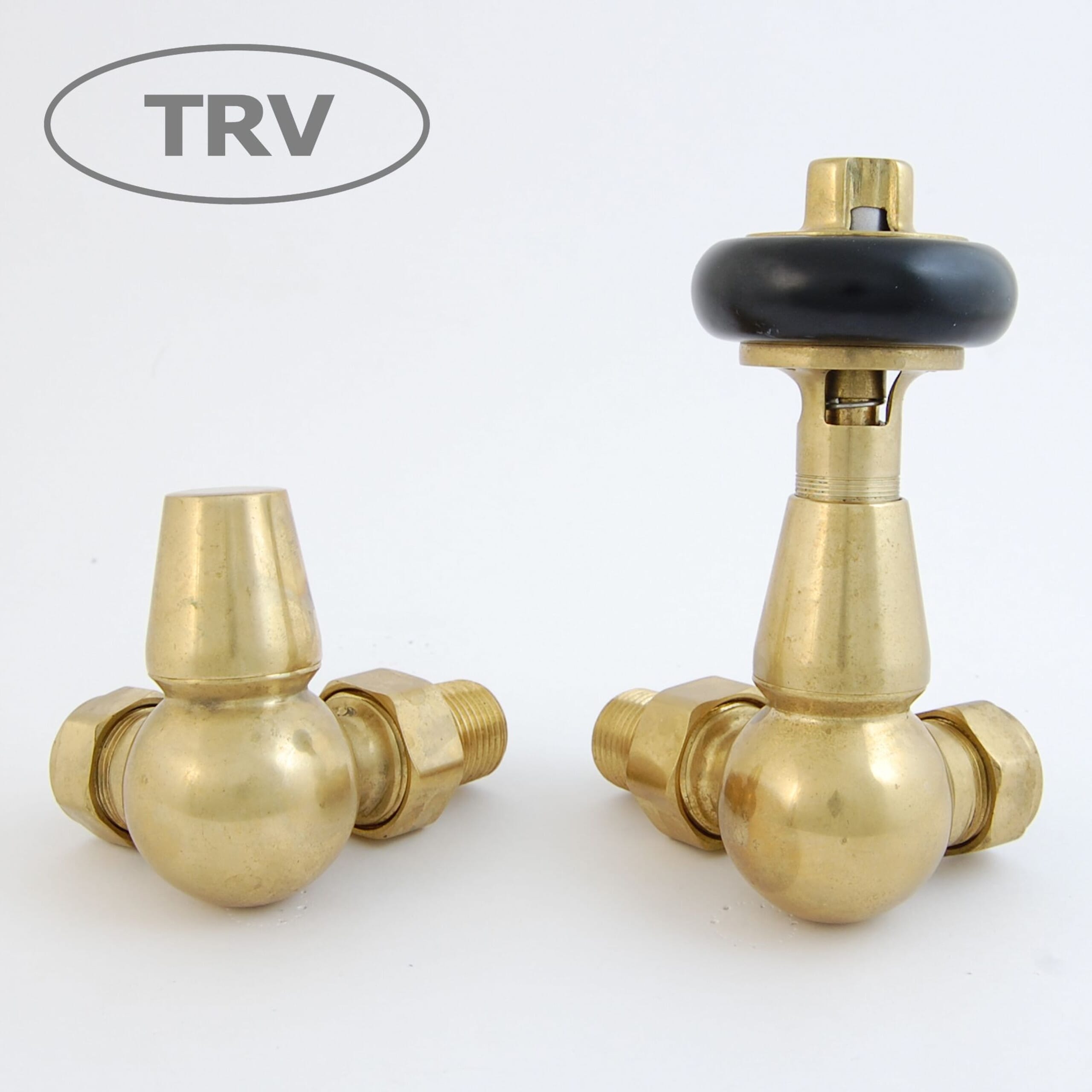 Faringdon Corner Radiator Valves Unlacquered Brass Finish - Farubcort
