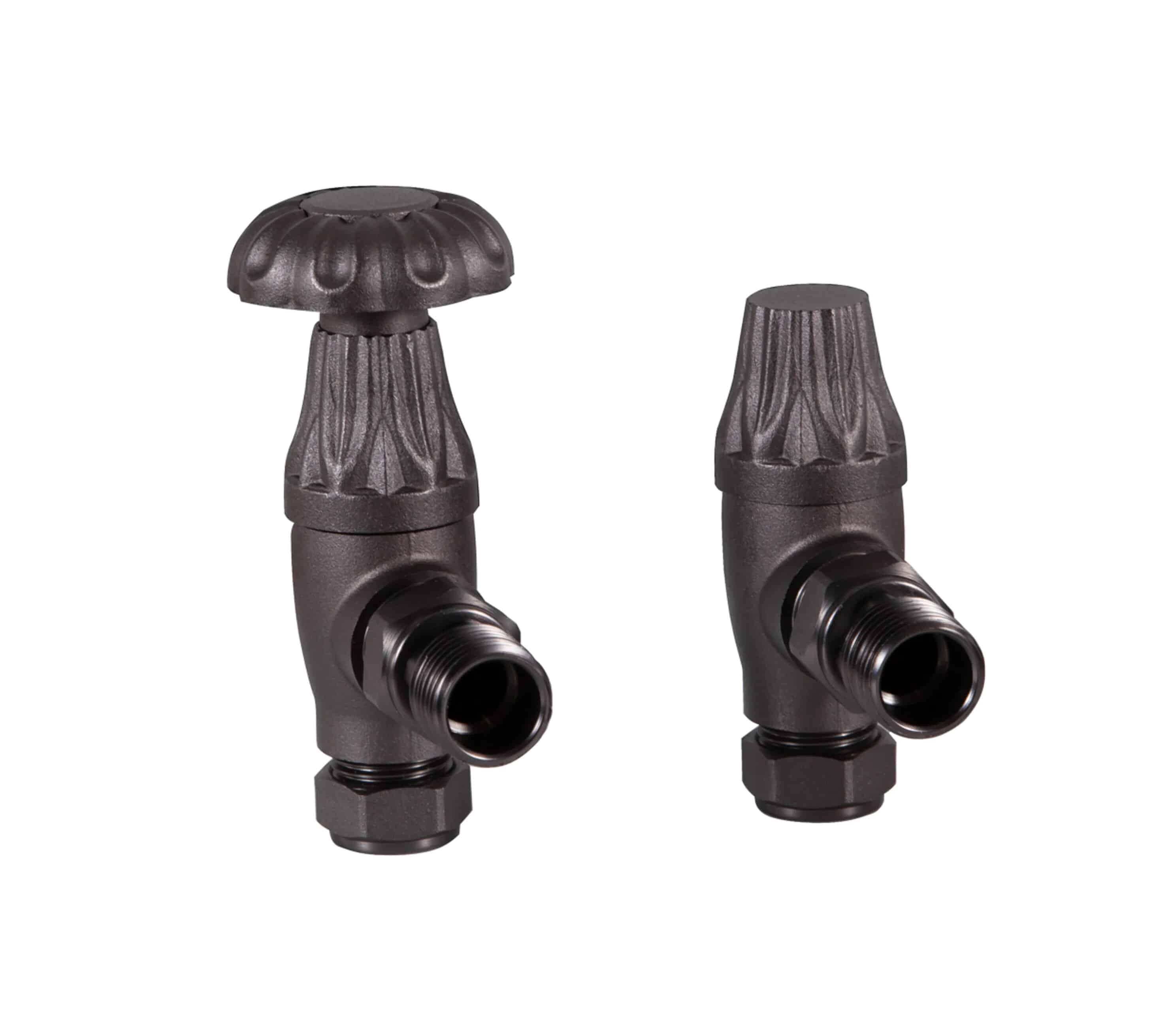 Pair of Carron Pewter Finish Manual Crocus Radiator Valves