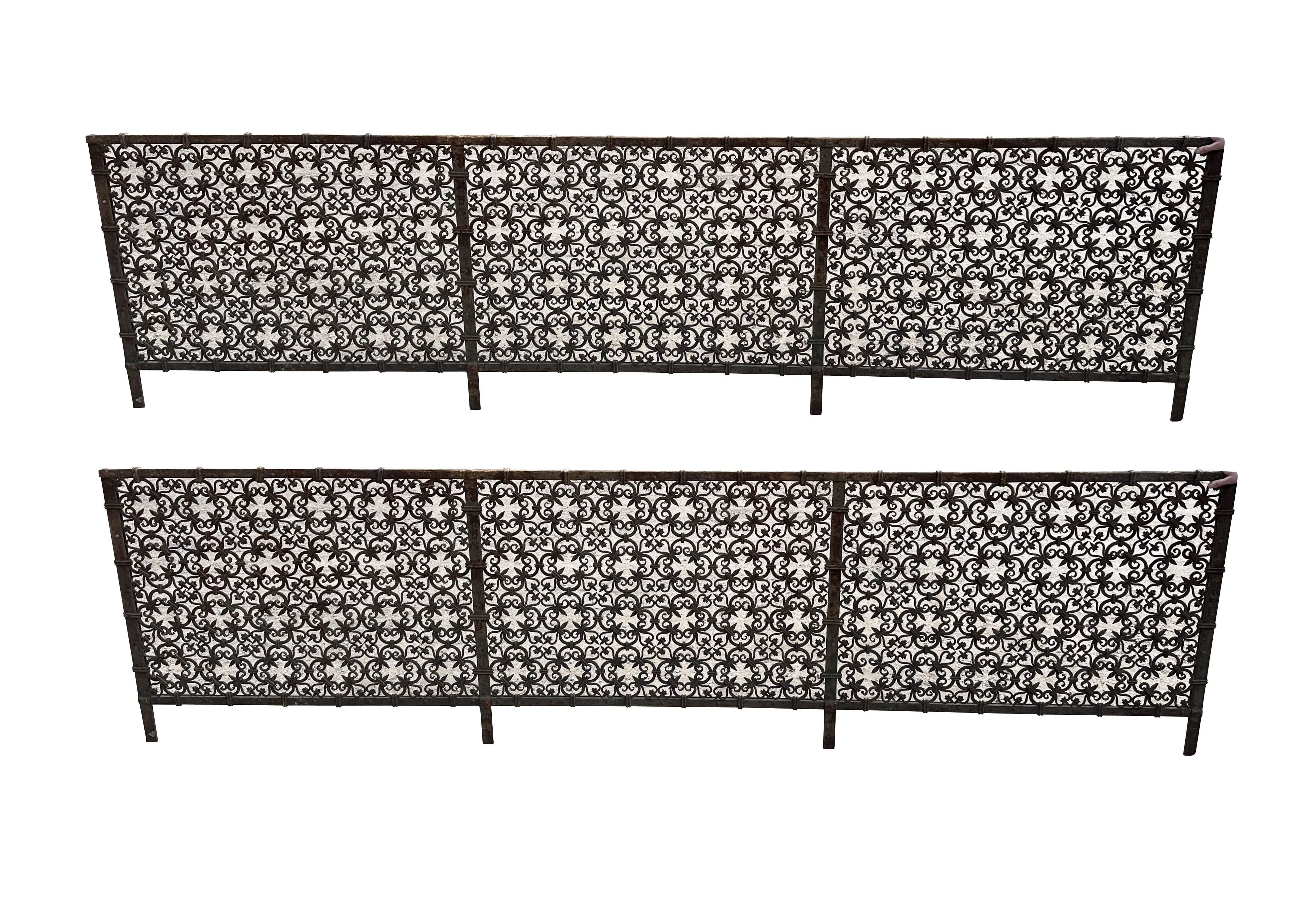 Pair of Antique Wrought Iron Decorative Railings / Panels - 11170
