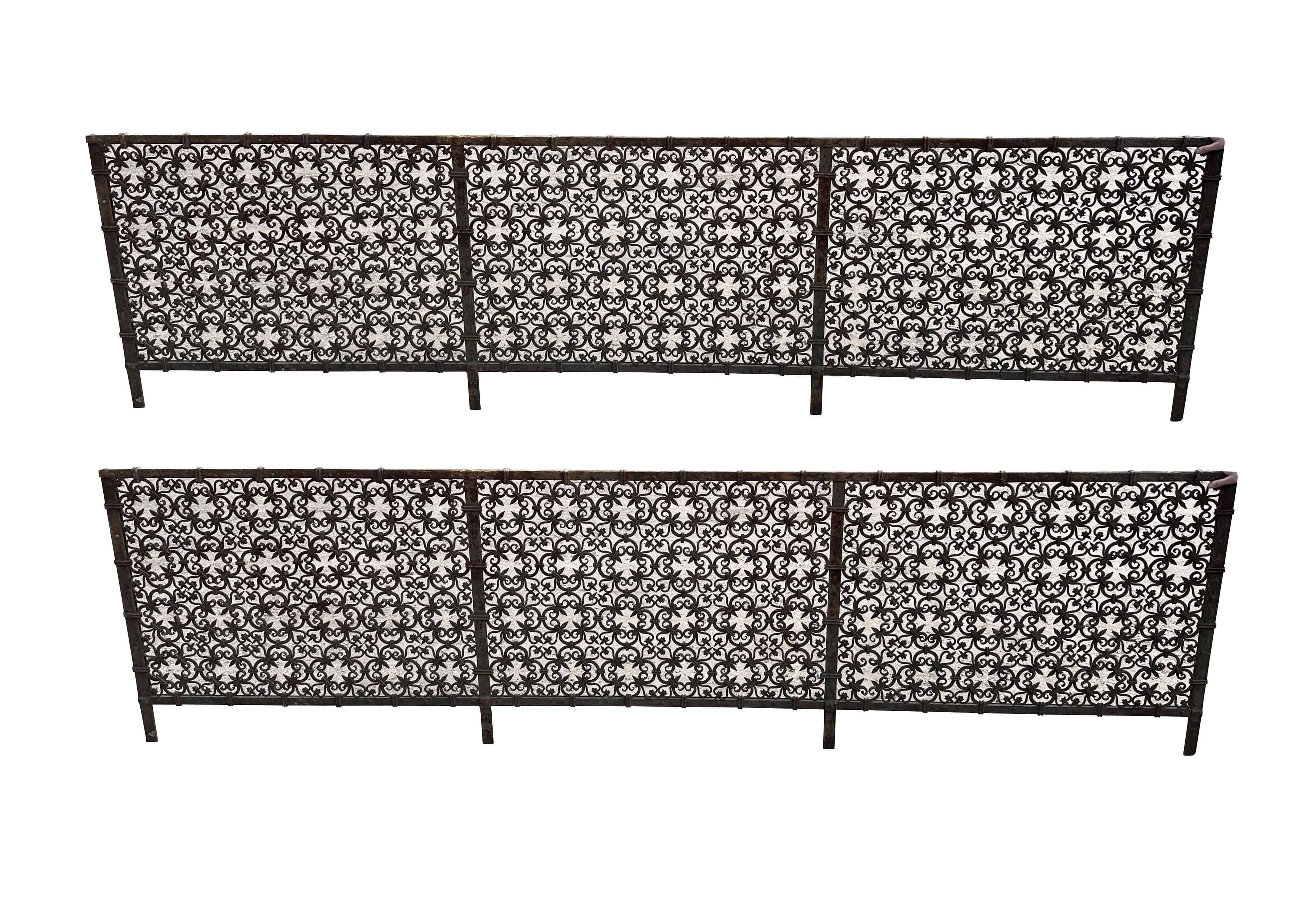 Pair of Antique Wrought Iron Decorative Railings / Panels
