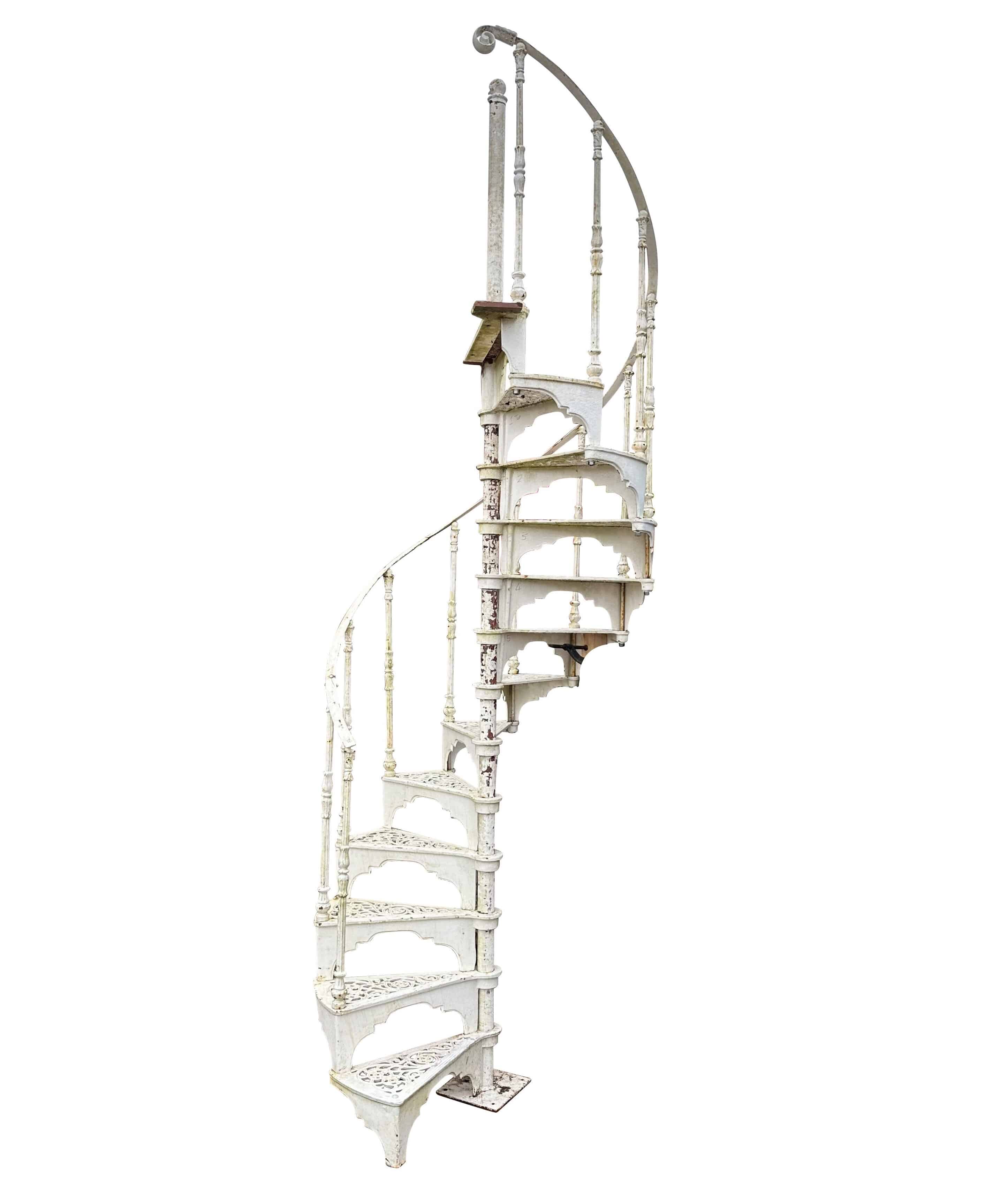 Old Reclaimed White Metal Spiral Staircase