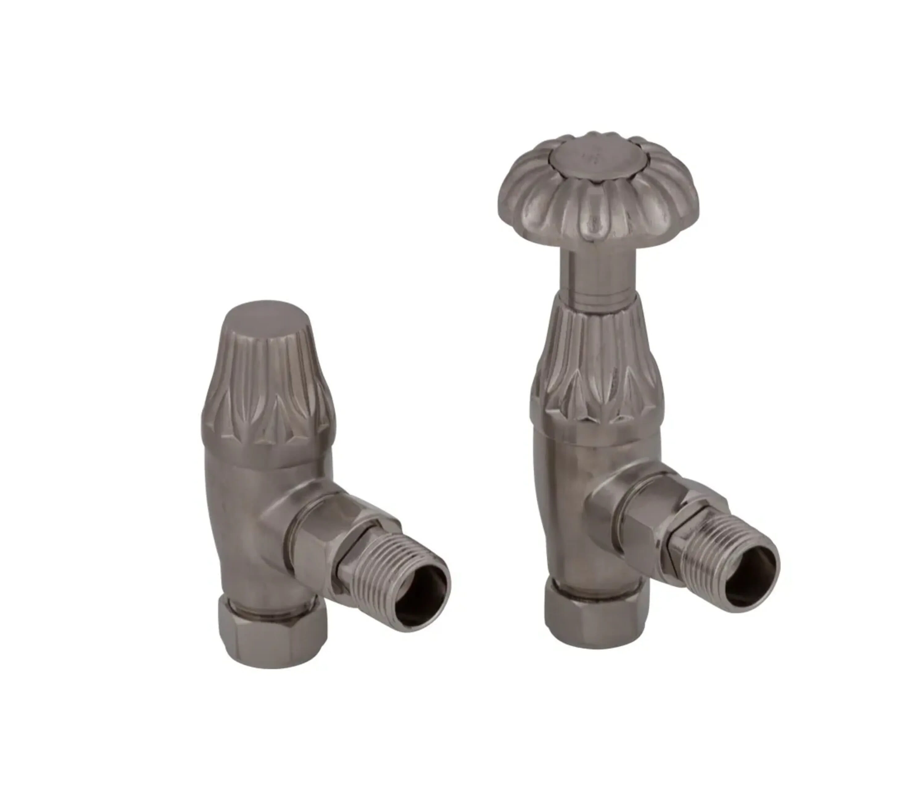 Carron Crocus Satin Nickel Cast Iron Radiator Valves - HAN010