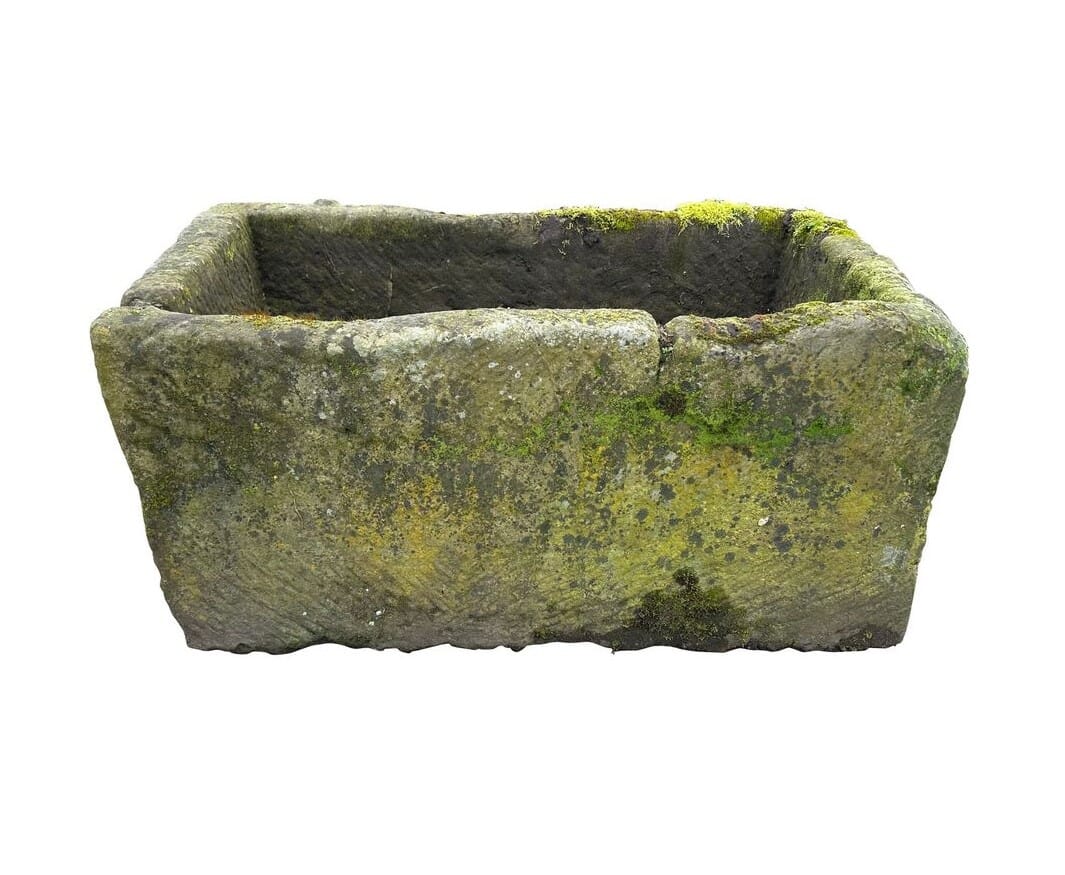 Large English Hand Carved Solid Stone Garden Trough - 10395