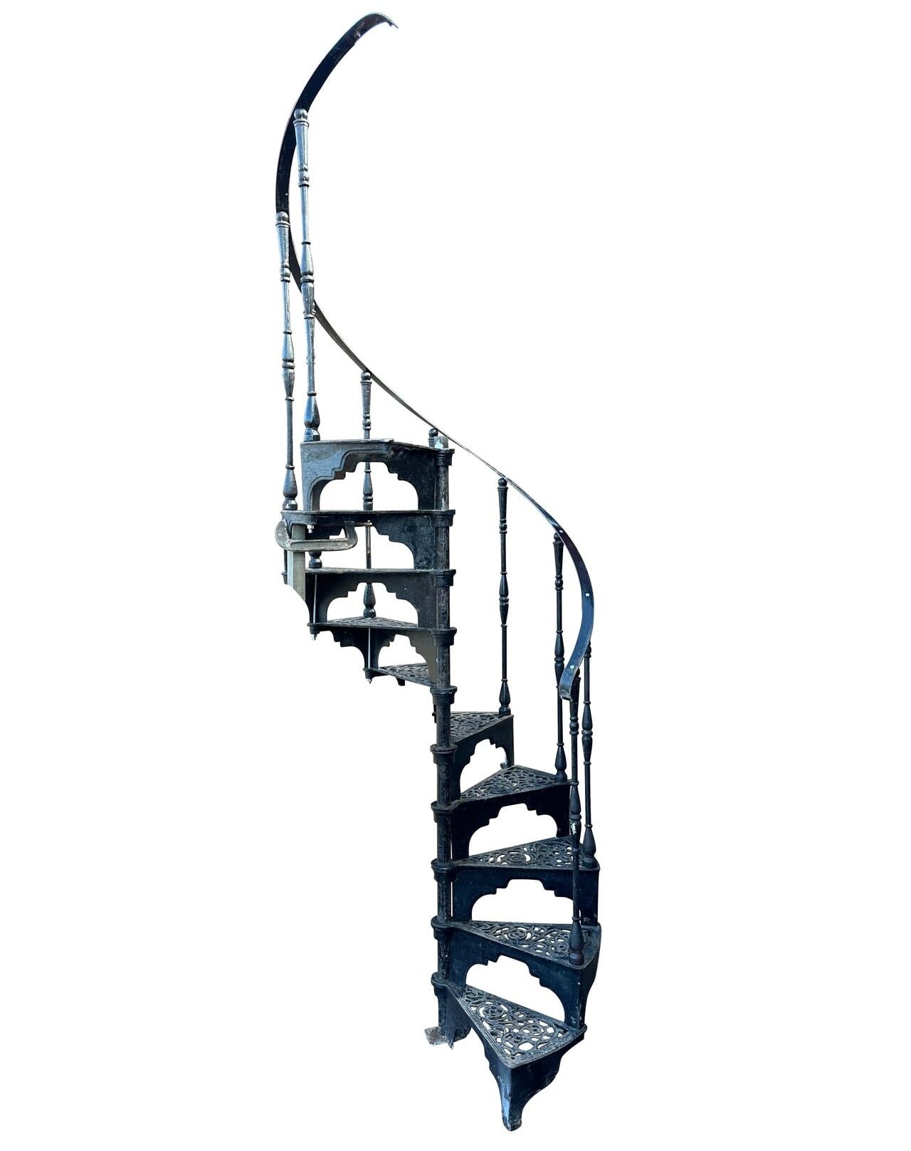 Decorative Reclaimed Cast Iron Black Spiral Staircase - 10373