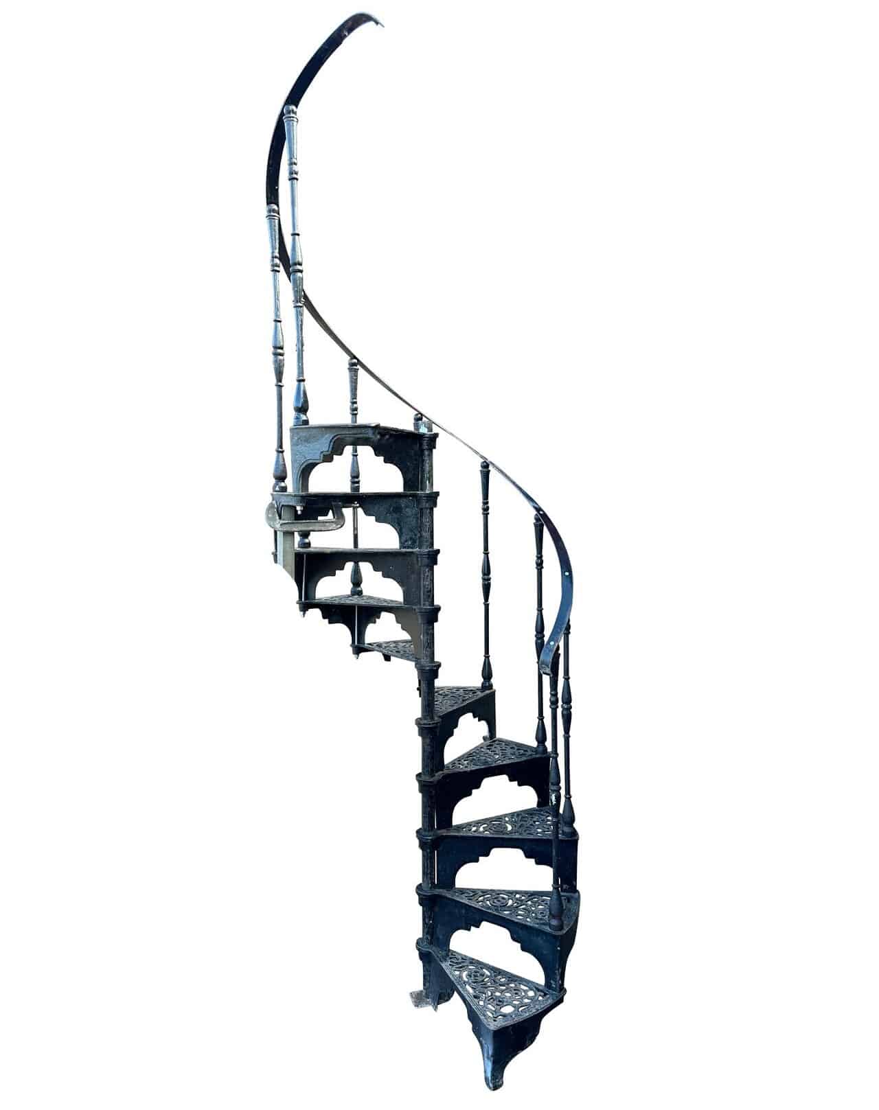 Decorative Reclaimed Cast Iron Black Spiral Staircase