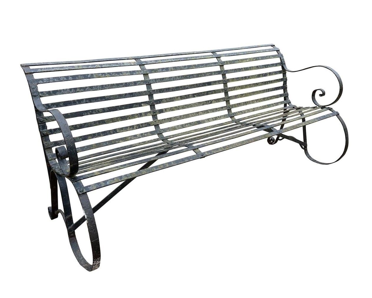 Outdoor Antique Decorative Iron Strapwork Bench - 10412