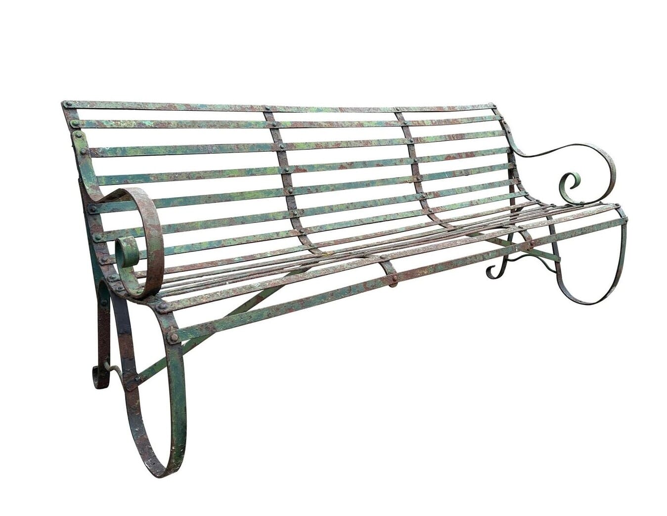Victorian Outdoor Decorative Iron Strapwork Bench - 10413