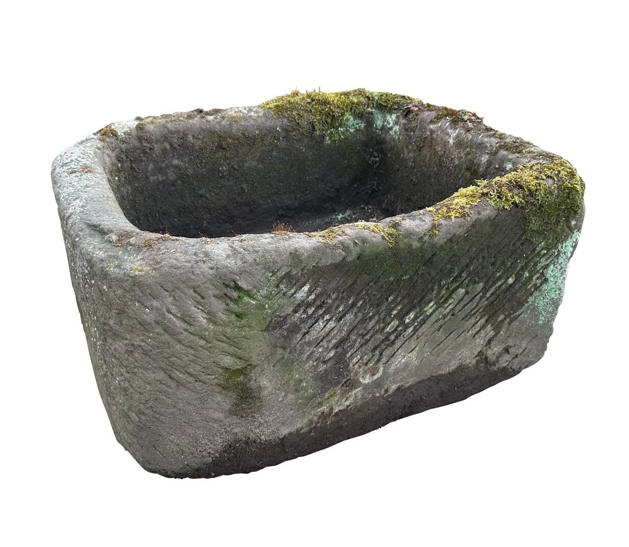 English Hand Carved Solid Stone D Shape Garden Trough - 10430