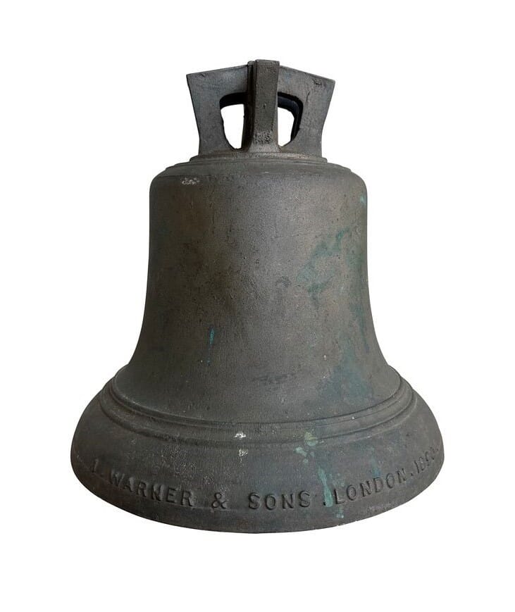Antique J Warner Church Bronze Bell with Clapper - 10421