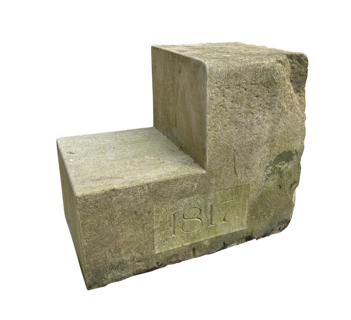 Hand Carved Stone Horse Reclaimed Mounting Block  - 10445