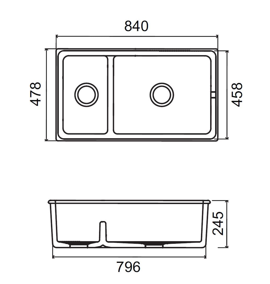 Dimensions Of Whitebirk Undermounted Langho Sink