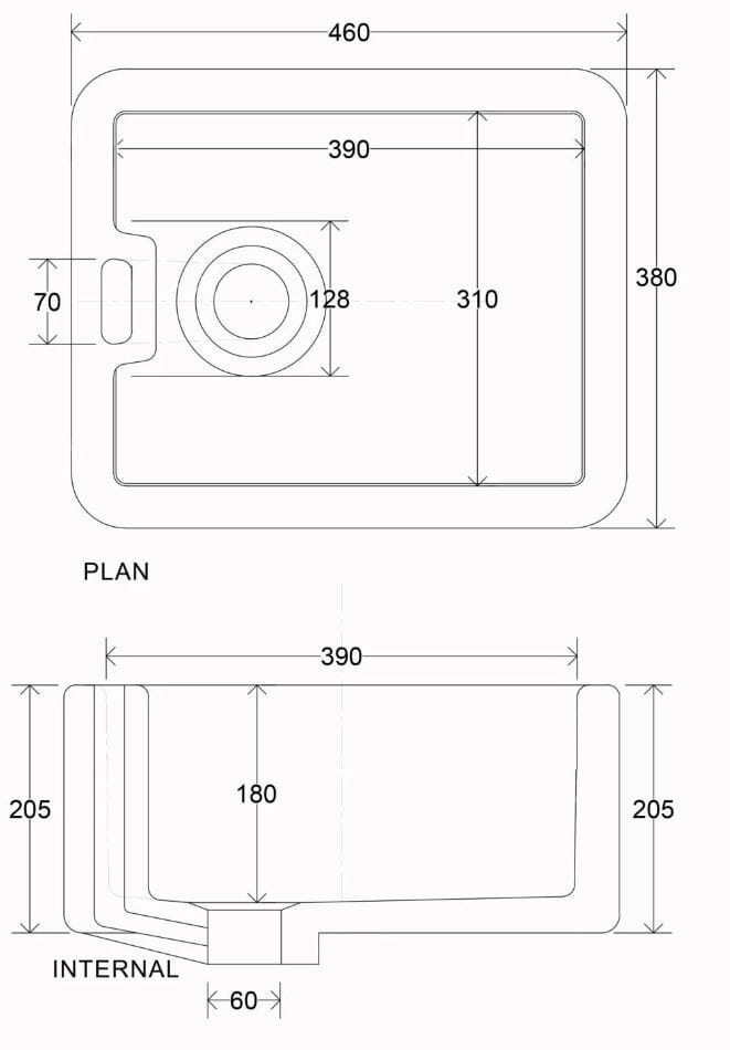 Dimensions Of Whitebirk Mini Belfast Bathroom Basin