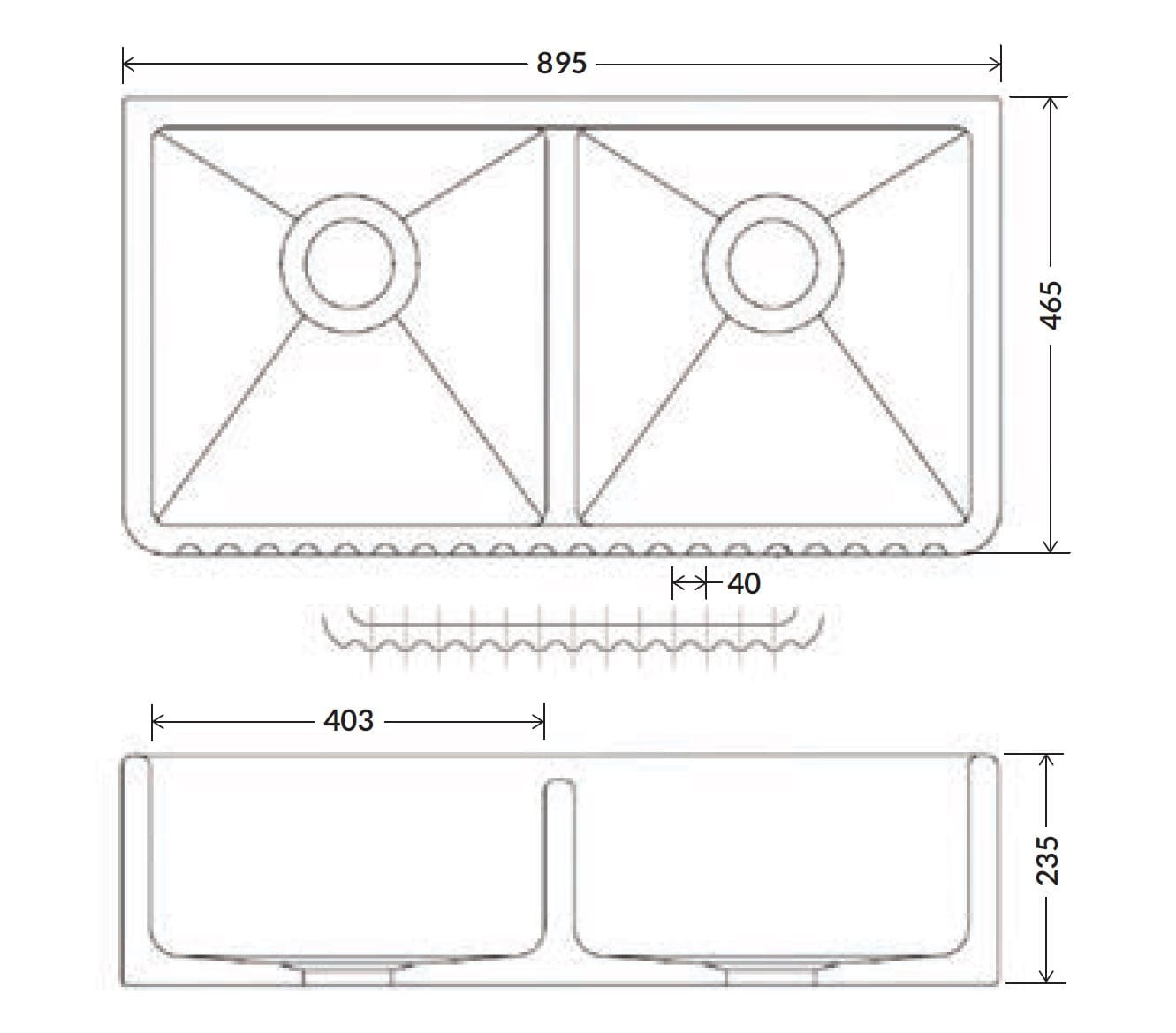 Dimensions Of Whitebirk Fluted Warton Sink