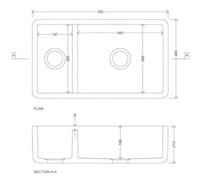 Dimensions Of Whitebirk Mini Lostock Sink