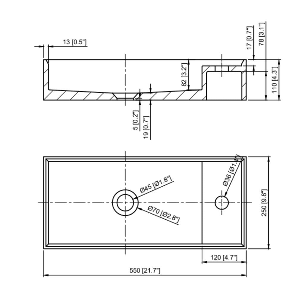 Whitebirk Krete Sisi Bathroom Sink Dimensions