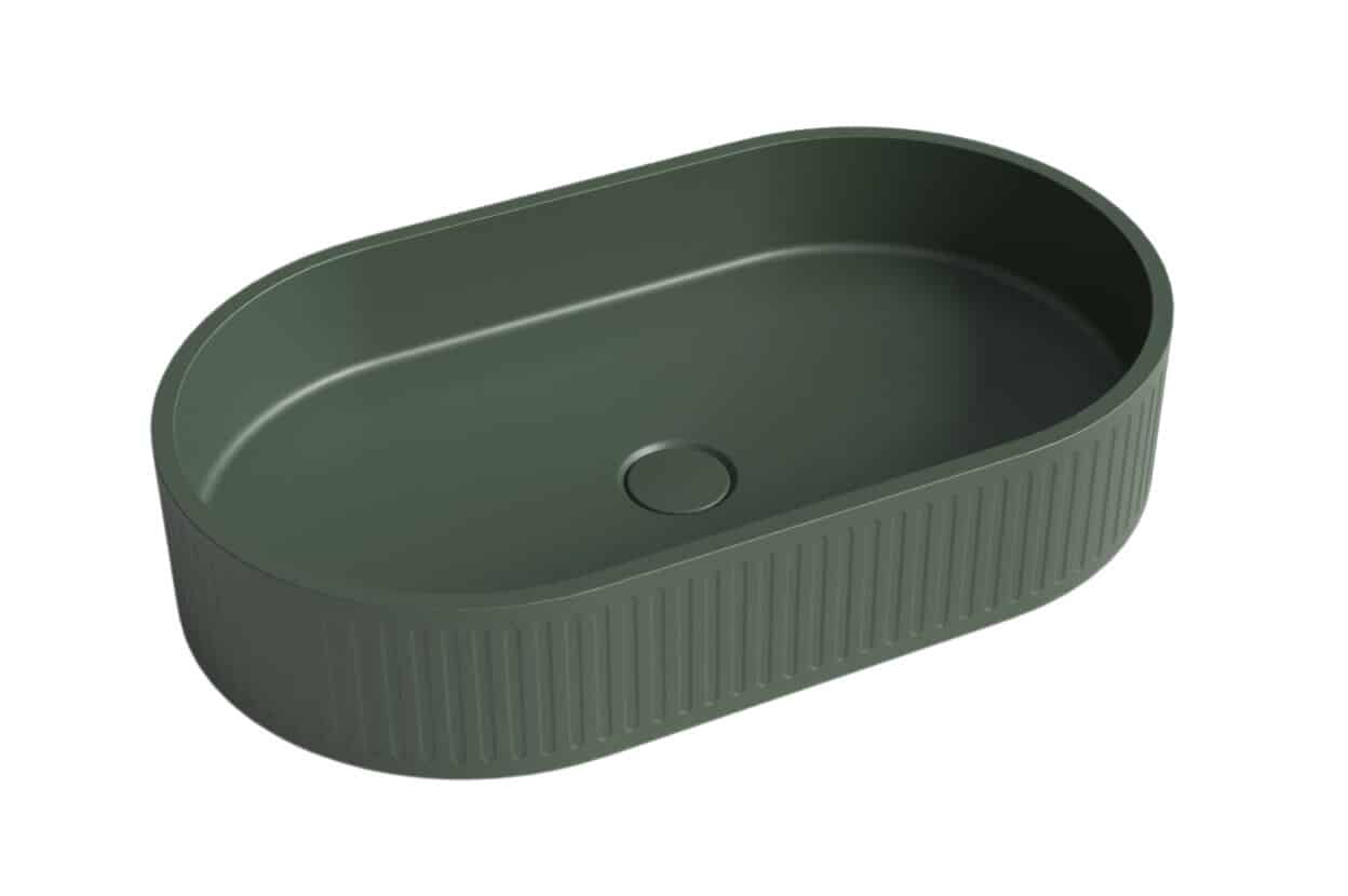 Whitebirk Krete Marathi Bathroom Sink - Grey Green