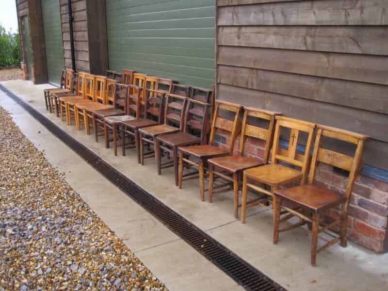 Set of 20 Assorted Church, chapel and Kitchen Chairs