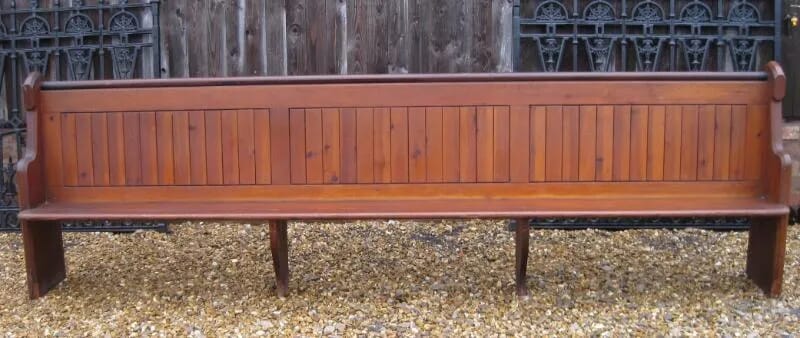 Salvaged Antique Pitch Pine Church Pew - 4641