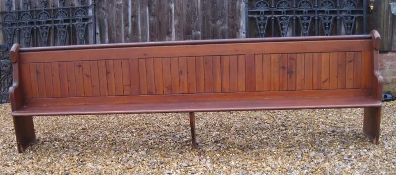 Antique Pitch Pine Church Pew Reclaimed from Reddtich - 4643