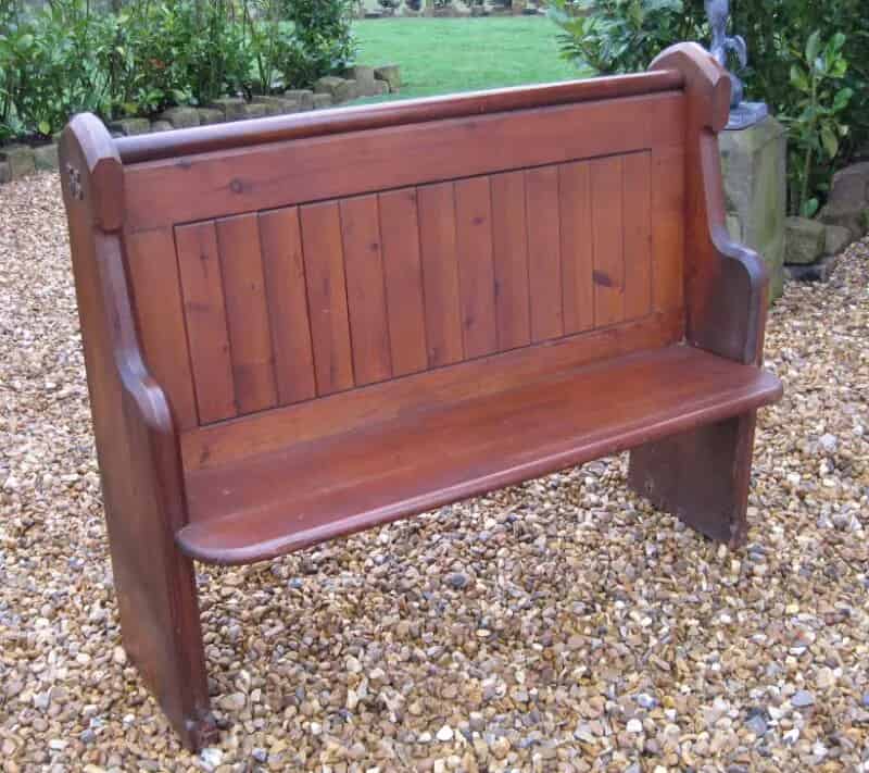 Short Antique Pitch Pine Church Pew Reclaimed from Reddtich