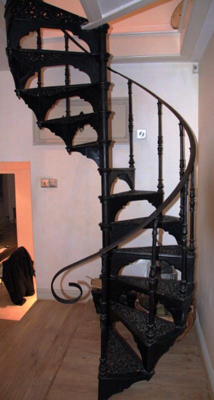 Reclaimed Cast Iron Spiral Staircase with Two Landing Handrails - 4669