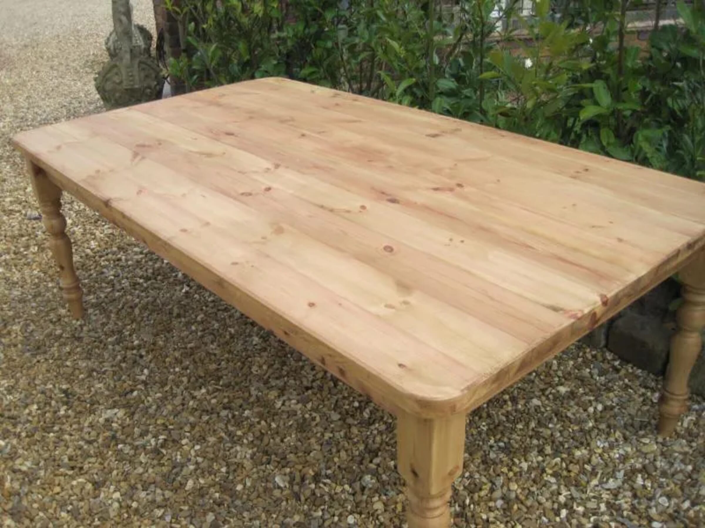 Antique Large Reclaimed Pine Kitchen Table With Removable Legs