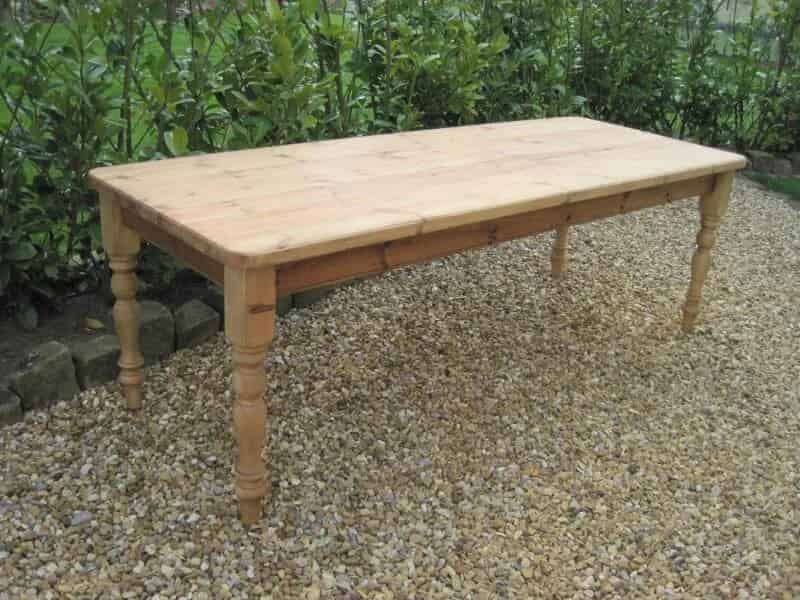 Antique Large Reclaimed Pine Kitchen Table With Removable Legs