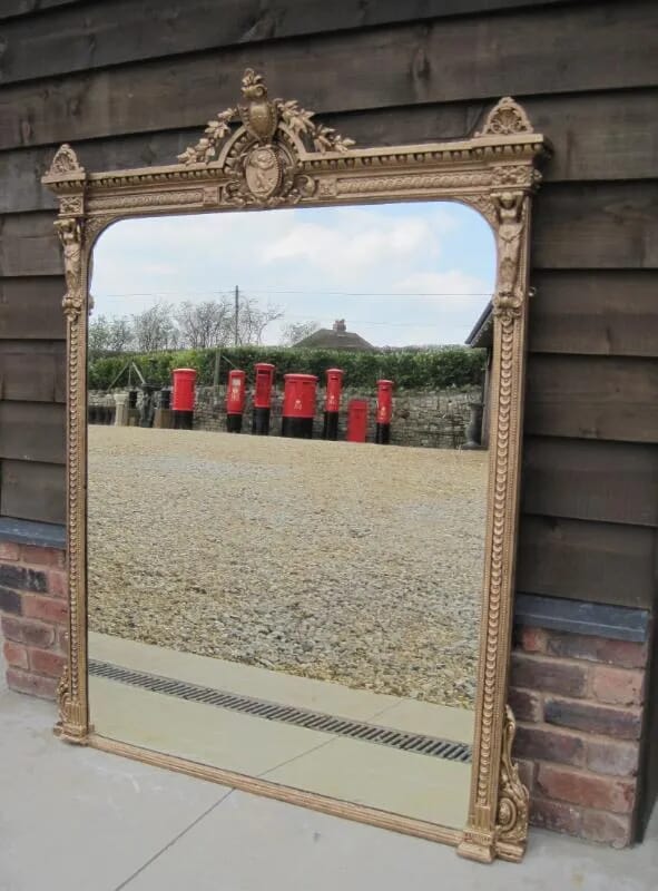 Large Antique Victorian Timber Gilt Framed Mirror - 4558