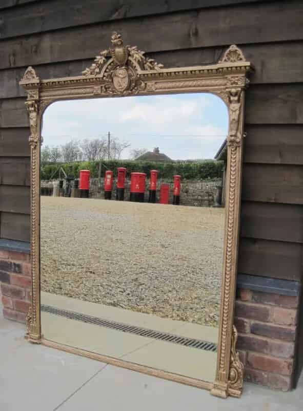 Large Antique Victorian Timber Gilt Framed Mirror