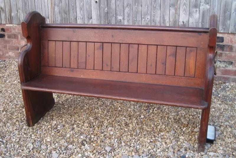 Antique Original Pitch Pine Church Pew - 4645