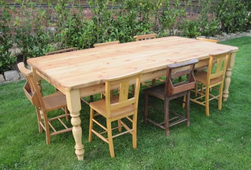 Antique Reclaimed Scrub Top Pine Kitchen Table With Removable Legs - T008
