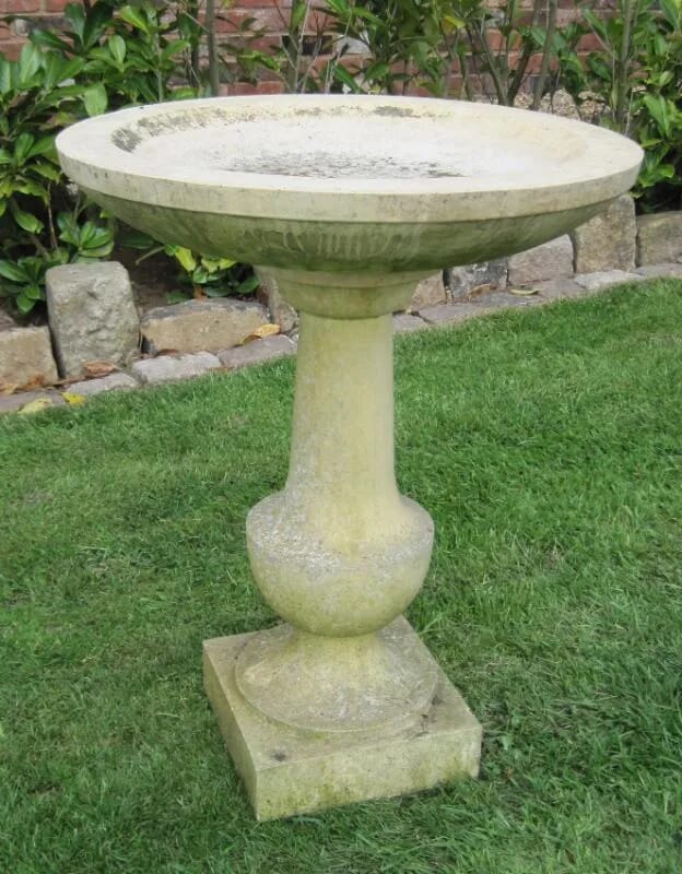 Vintage Reconstituted Stone Garden Birdbath - 4648