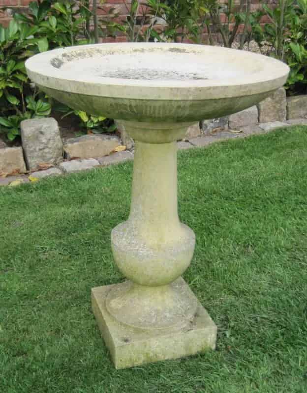 Vintage Reconstituted Stone Garden Birdbath