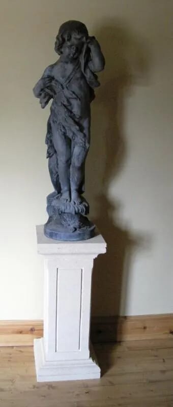Antique Bromsgrove Guild Lead Figure on a Limestone Plinth - 4672 