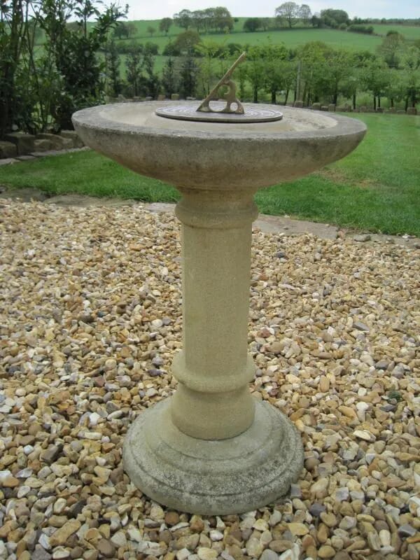 Vintage Reconstituted Stone Garden Combined Sundial and Birdbath - 4650