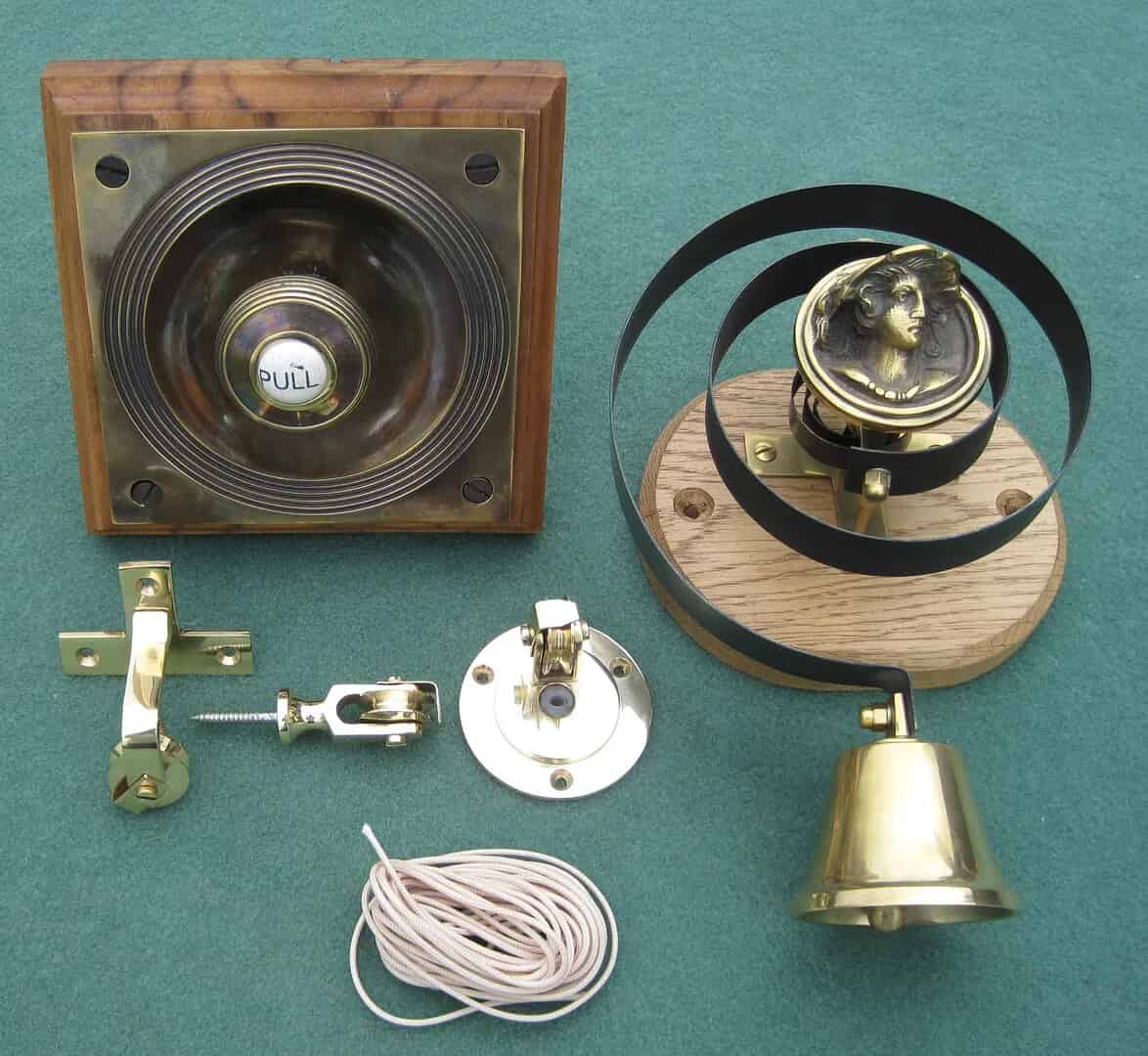 Solid Brass Claverley Bell Pull and Servants Bell with Lady
